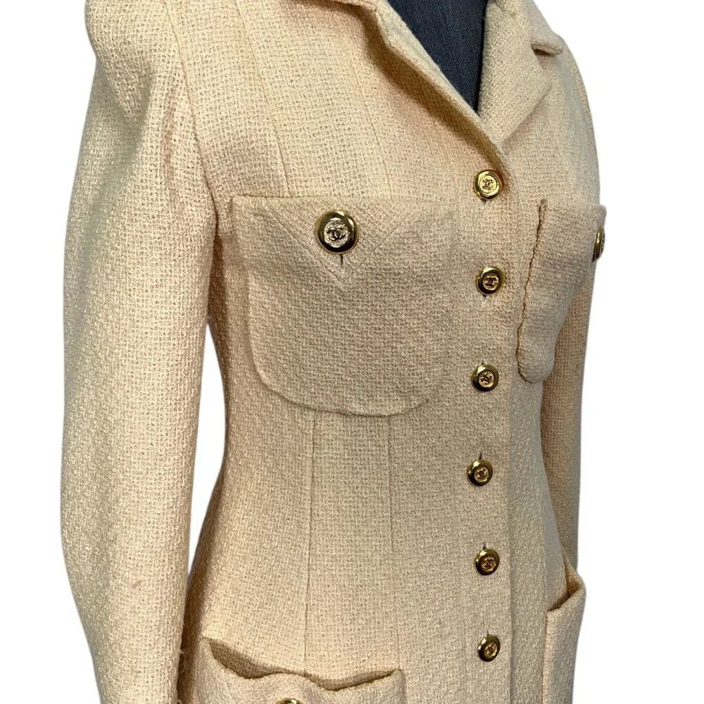 CHANEL 1995 Vintage CC Logo Button Blazer Jacket Size 40 - Picture 4 of 7